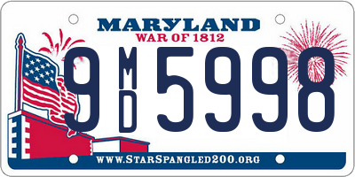 MD license plate 9MD5998