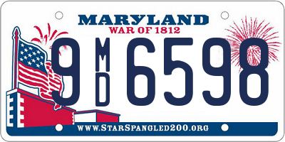 MD license plate 9MD6598