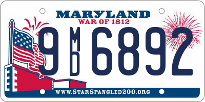 MD license plate 9MD6892