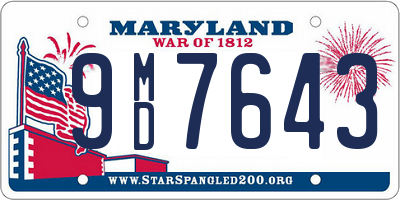 MD license plate 9MD7643