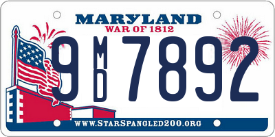 MD license plate 9MD7892