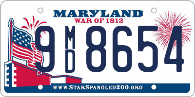 MD license plate 9MD8654