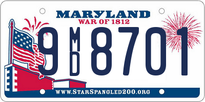 MD license plate 9MD8701