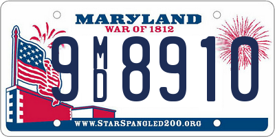 MD license plate 9MD8910