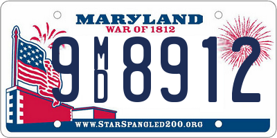 MD license plate 9MD8912