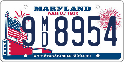 MD license plate 9MD8954