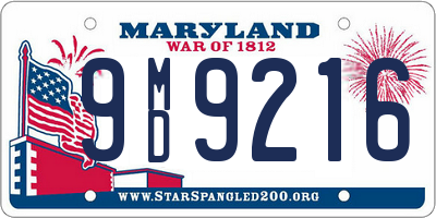 MD license plate 9MD9216