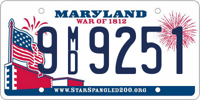 MD license plate 9MD9251