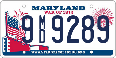 MD license plate 9MD9289