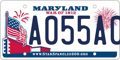 MD license plate A055A0T