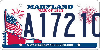 MD license plate A172107