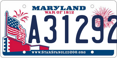 MD license plate A312925