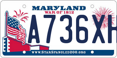 MD license plate A736XHG