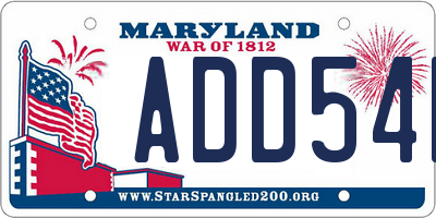 MD license plate ADD54R