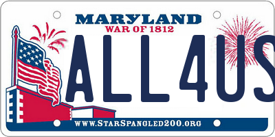 MD license plate ALL4USA