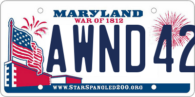 MD license plate AWND423