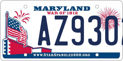 MD license plate AZ9302