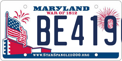 MD license plate BE4190