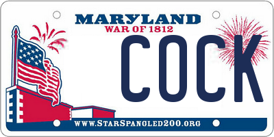 MD license plate COCK