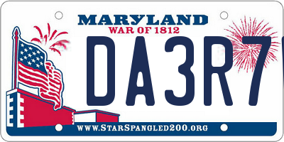 MD license plate DA3R7W