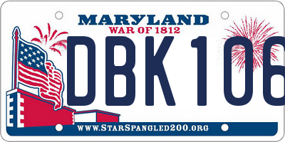 MD license plate DBK1062