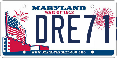 MD license plate DRE718