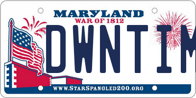 MD license plate DWNTIME