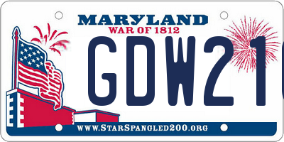 MD license plate GDW210