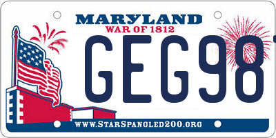 MD license plate GEG987