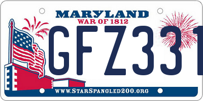 MD license plate GFZ3312