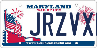 MD license plate JRZVXN