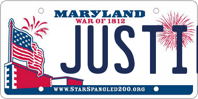 MD license plate JUSTIN