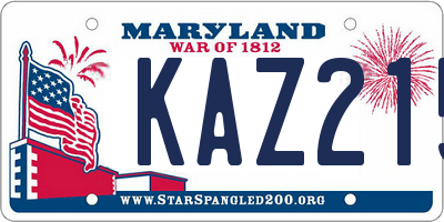 MD license plate KAZ215