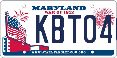 MD license plate KBT046