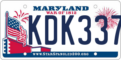 MD license plate KDK3371