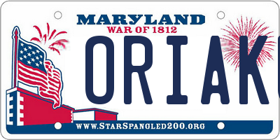 MD license plate ORIAKU