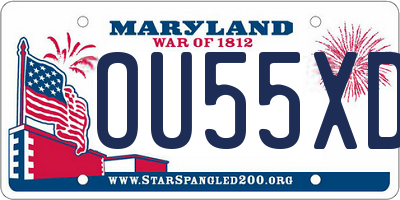 MD license plate OU55XDG