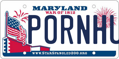 MD license plate P0RNHUB