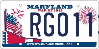 MD license plate RG0113