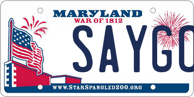 MD license plate SAYGO