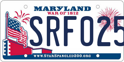 MD license plate SRF0257