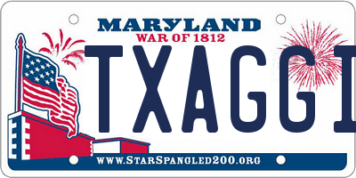 MD license plate TXAGGIE