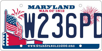 MD license plate W236PDP