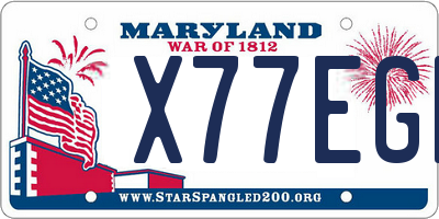 MD license plate X77EGH