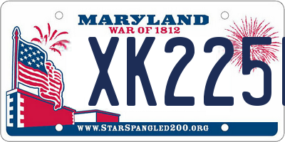 MD license plate XK225P