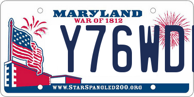 MD license plate Y76WDF