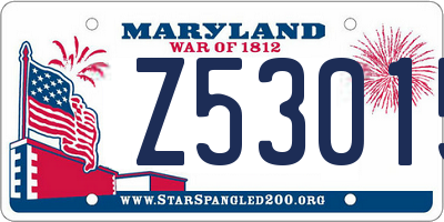 MD license plate Z53015