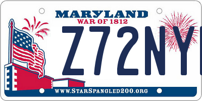 MD license plate Z72NYR