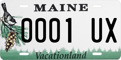 ME license plate 0001UX