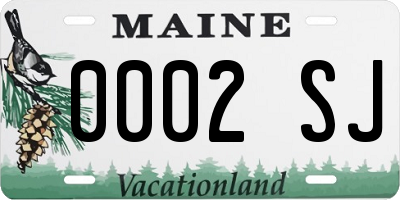 ME license plate 0002SJ